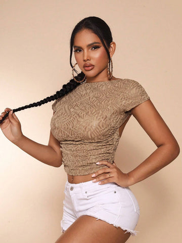 SXY Solid Backless Crop Tee