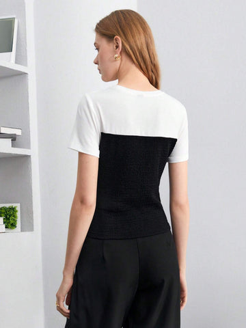 Two Tone Ruched Front Tee