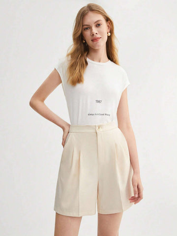 BIZwear Fold Pleated Detail Wide Leg Shorts