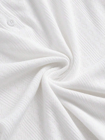 Lace Trim Button Front Tee