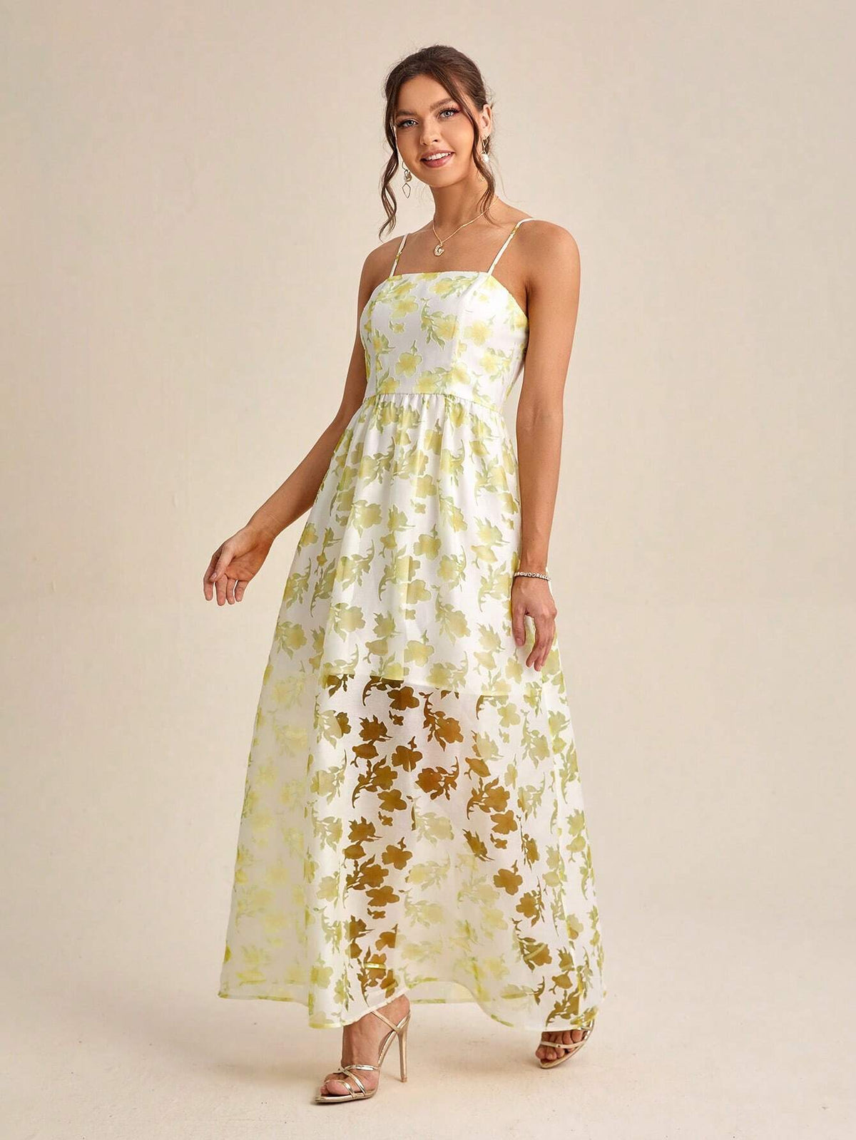 Floral Print Cami Bridesmaid Dress