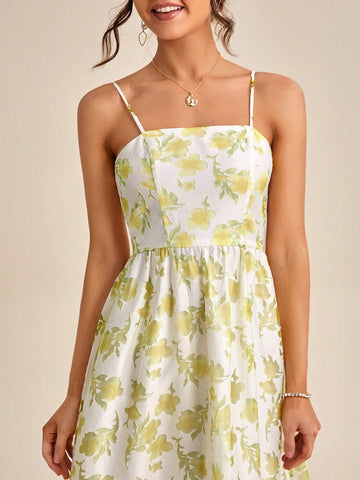 Floral Print Cami Bridesmaid Dress