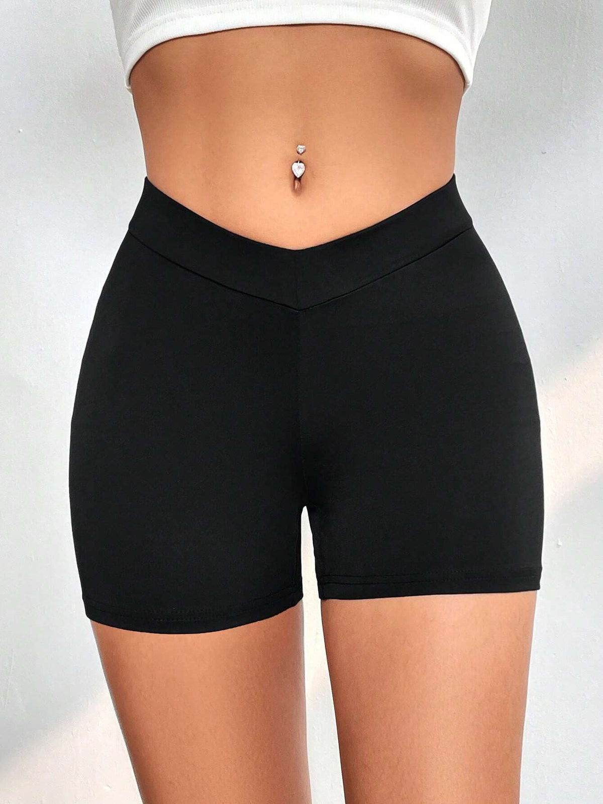 PETITE Solid Biker Shorts