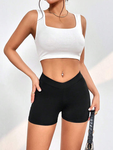 PETITE Solid Biker Shorts