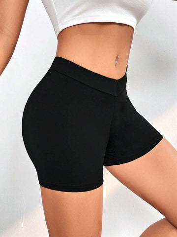 PETITE Solid Biker Shorts