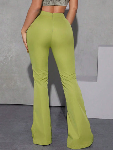 Drawstring Ruched Split Hem Pants