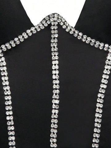 Rhinestone Detail Cami Romper