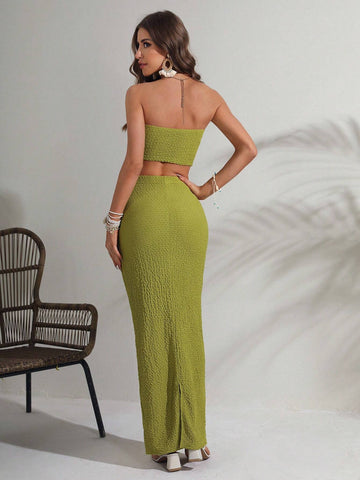 Solid Tube Top & Skirt