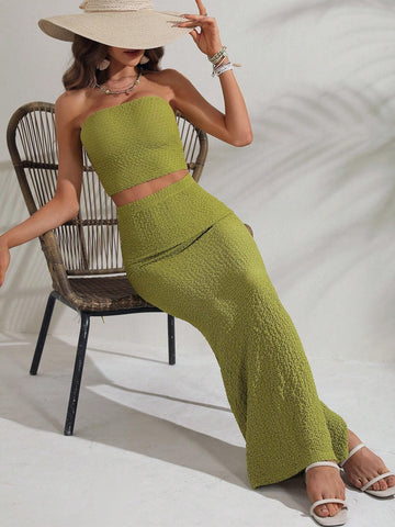 Solid Tube Top & Skirt