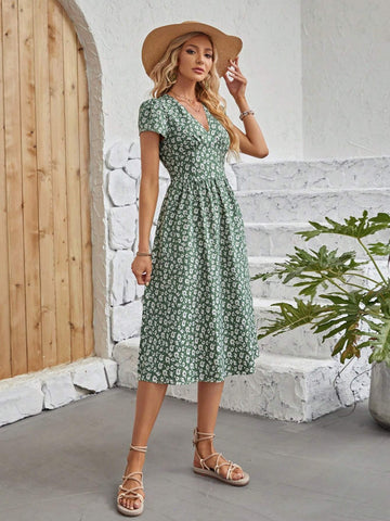 EMERY ROSEDitsy Floral Print Puff Sleeve Dress
