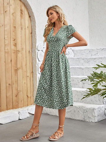 EMERY ROSEDitsy Floral Print Puff Sleeve Dress