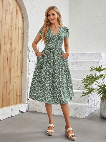 EMERY ROSEDitsy Floral Print Puff Sleeve Dress