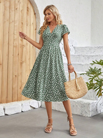 EMERY ROSEDitsy Floral Print Puff Sleeve Dress