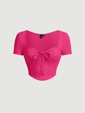 Tie Front Bandana Hem Tee