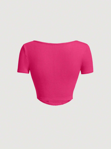 Tie Front Bandana Hem Tee