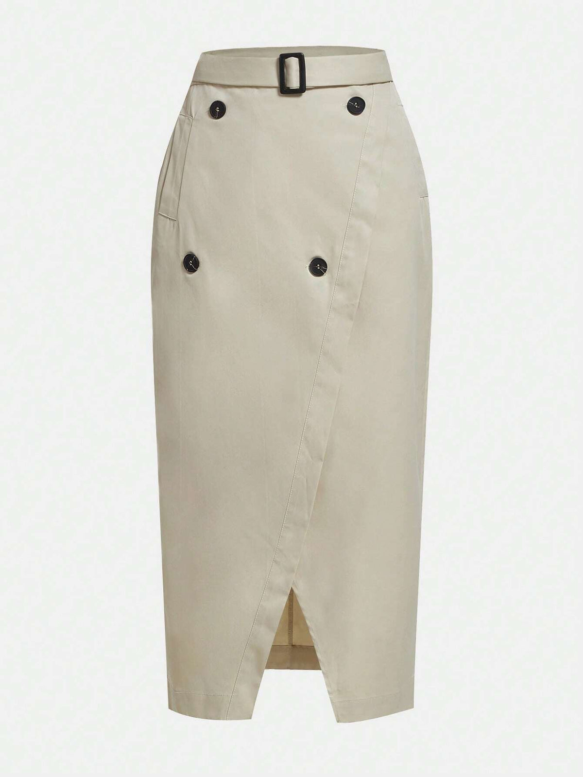 BIZwear Double Breasted Belted Split Hem Skirt