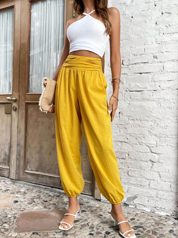 EMERY ROSE Solid Slant Pocket Carrot Pants