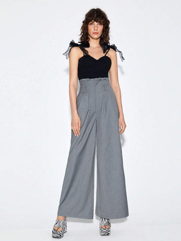 Knot Shoulder Cami Top & Wide Leg Pants