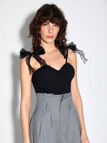 Knot Shoulder Cami Top & Wide Leg Pants