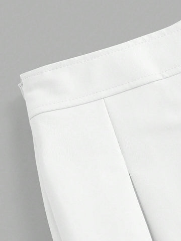 ICON Solid PU Leather Pleated Skirt