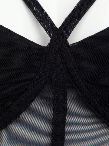 Strappy Yoke Mesh Bodysuit