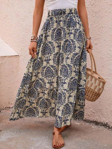 EMERY ROSE Allover Print Ruffle Hem Skirt