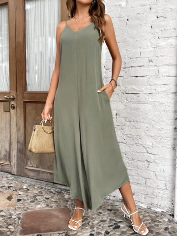 EMERY ROSE Solid Wide Leg Cami Jumpsuit