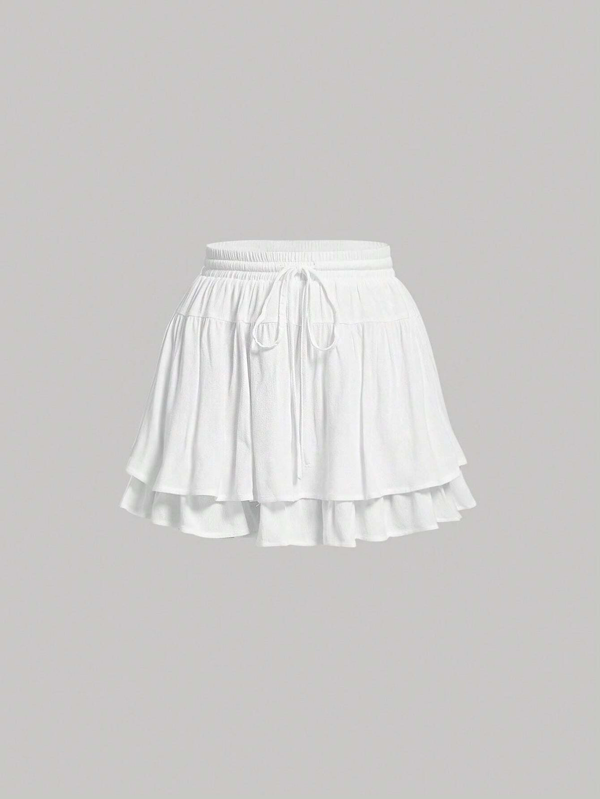 MOD Drawstring Waist Two Layer Hem Skirt