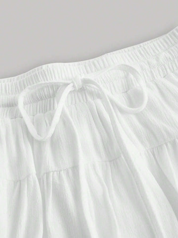 MOD Drawstring Waist Two Layer Hem Skirt