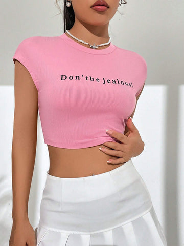 EZwear Slogan Graphic Crop Tee