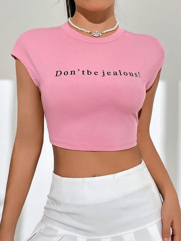 EZwear Slogan Graphic Crop Tee