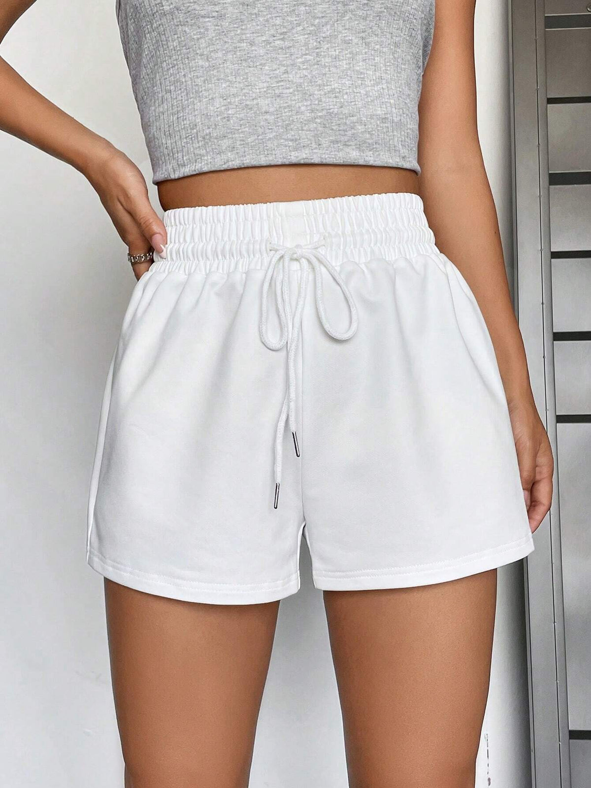 EZwear Drawstring Waist Track Shorts