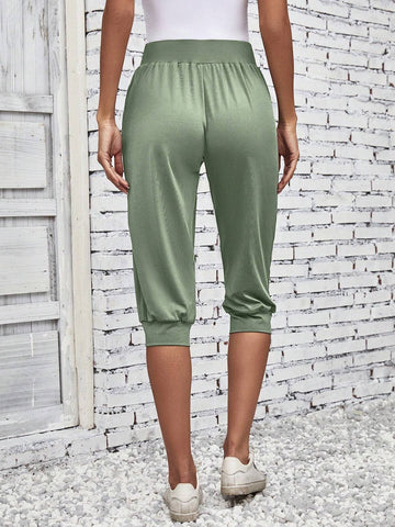 EMERY ROSE Dandelion Print Tie Front Slant Pocket Pants