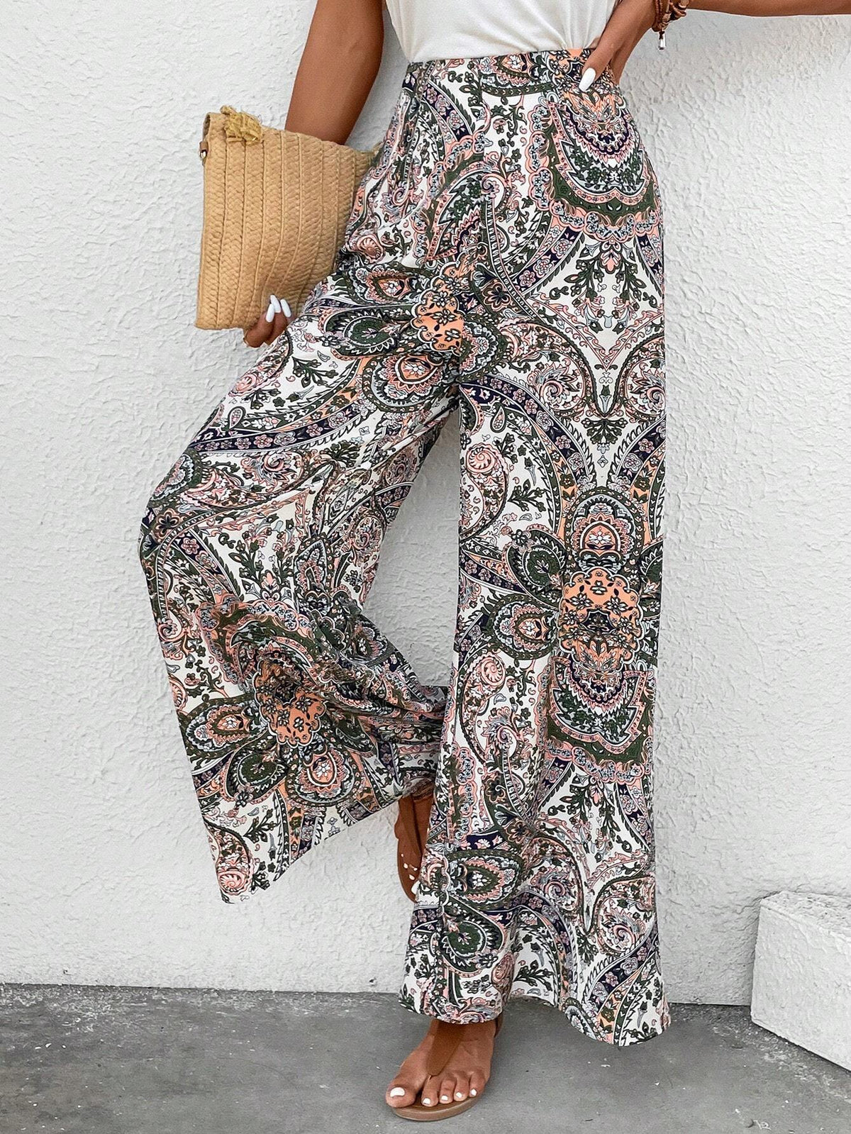 EMERY ROSE Paisley Print Wide Leg Pants