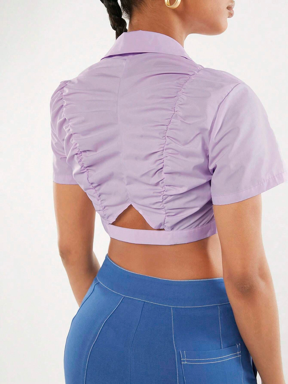 Ruched Bust Push Buckle Detail Crop Top