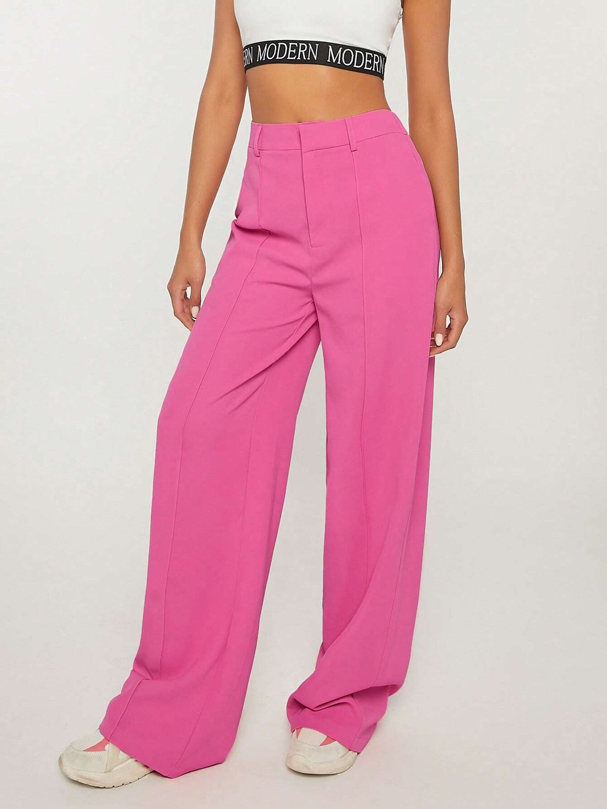 Solid Wide Leg Pants