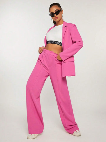 Solid Wide Leg Pants