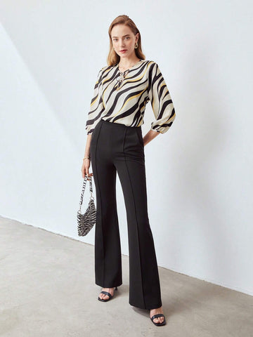 Products ZEBRA TIE-NECK BLOUSE