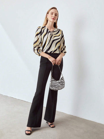 Products ZEBRA TIE-NECK BLOUSE