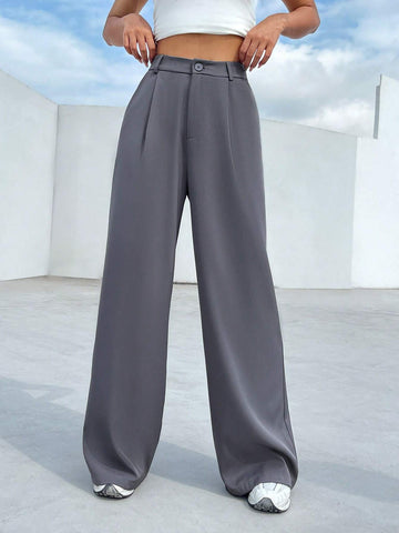 EZwear Solid Wide Leg Pants