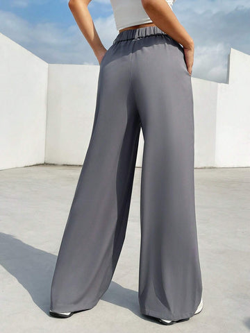 EZwear Solid Wide Leg Pants