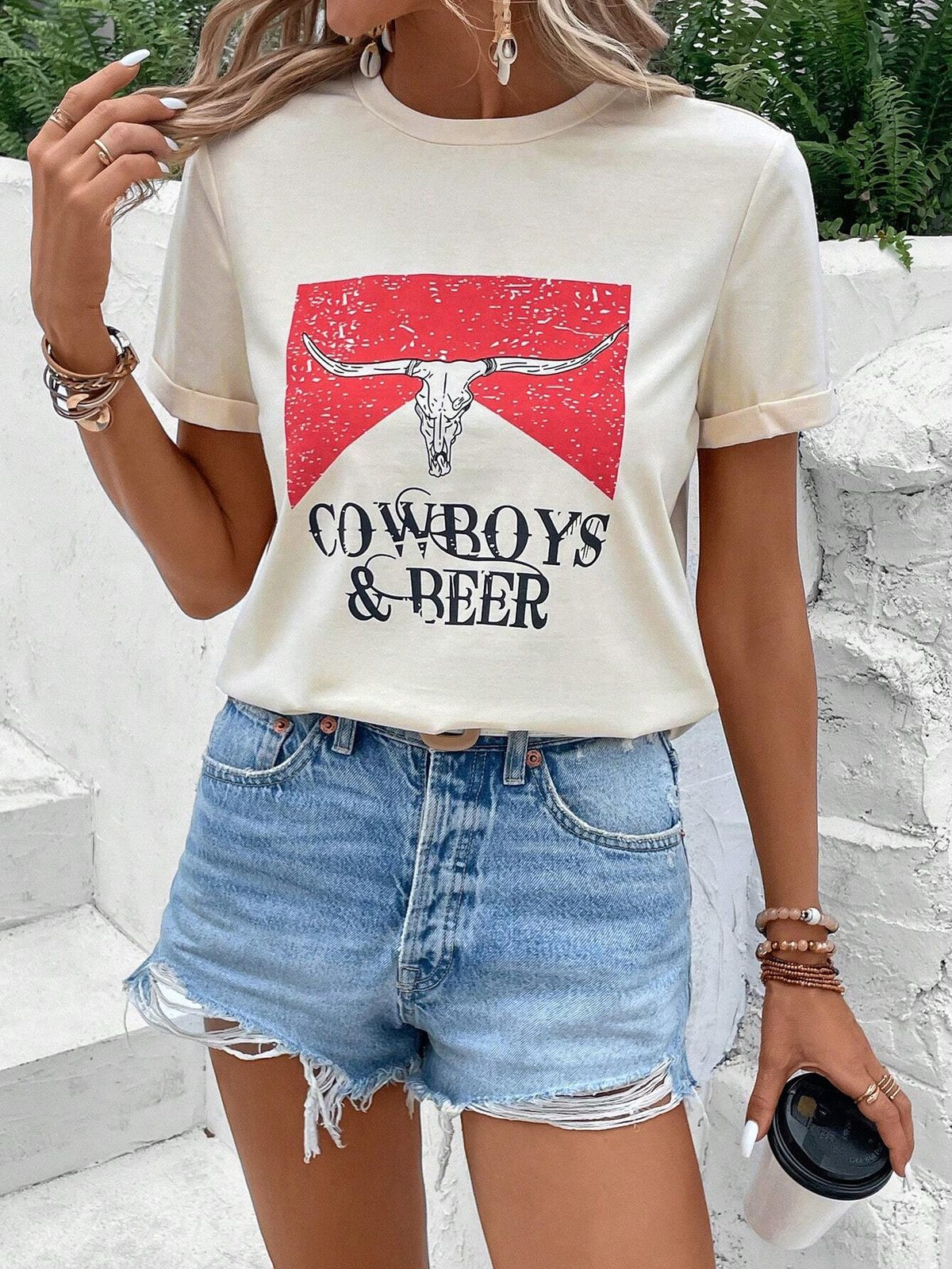 EMERY ROSE Letter Graphic Tee