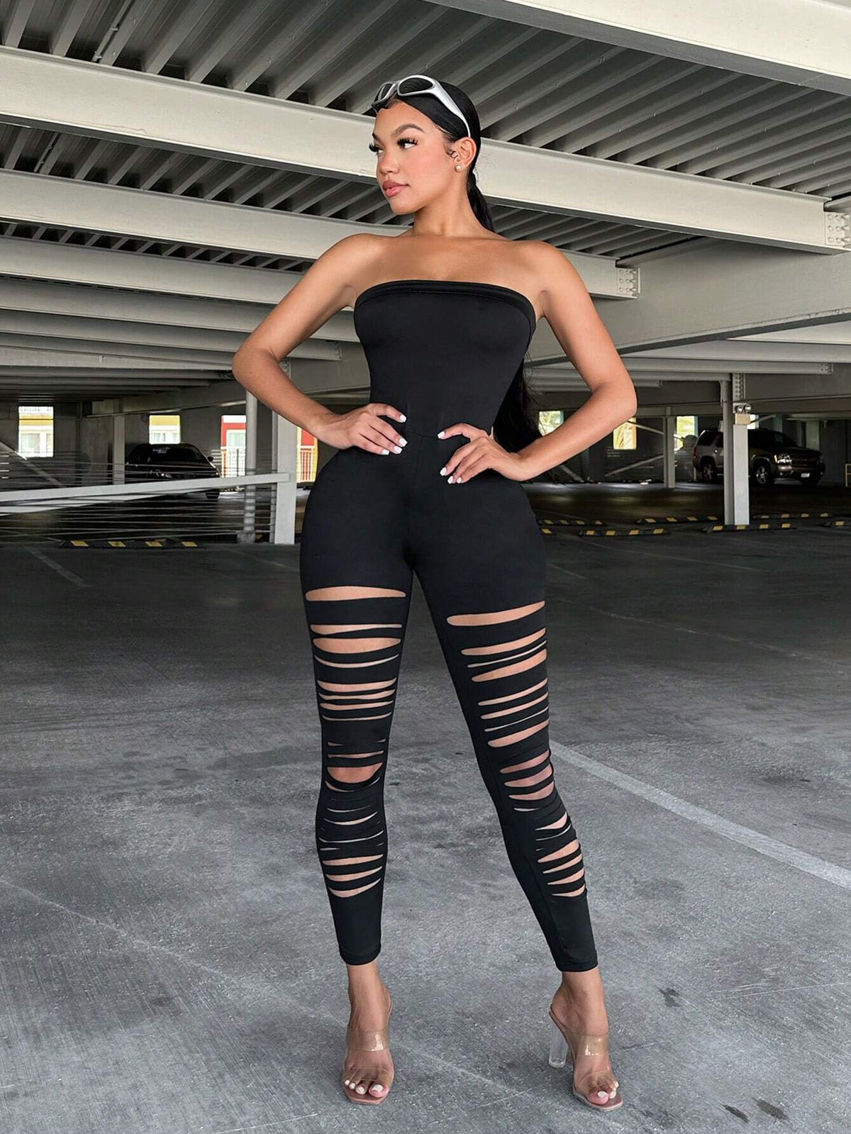 Ladder Cut Out Tube Unitard Jumpsuit
