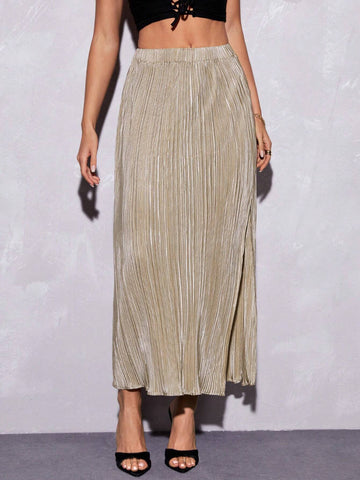 SXY Split Thigh Solid Skirt