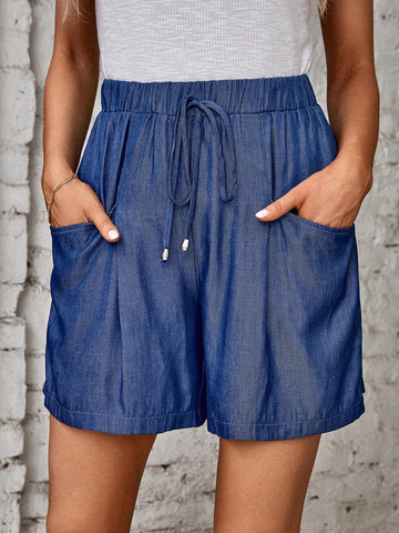 EMERY ROSE Dual Pocket Knot Front Shorts