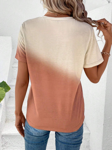 EMERY ROSE Ombre Pocket Patched Tee