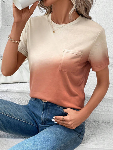 EMERY ROSE Ombre Pocket Patched Tee