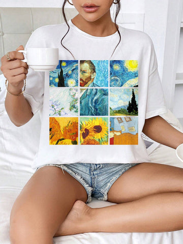 Unity Oil Painting Print Drop Shoulder Tee