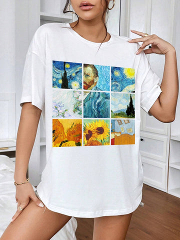 Unity Oil Painting Print Drop Shoulder Tee