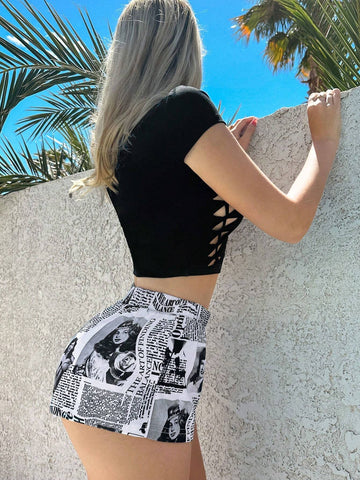 ICON Newspaper Print Shorts